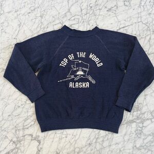 Vintage Alaska 'Top of the World' Crewneck Sweatshirt Sz 8/10 Navy youth